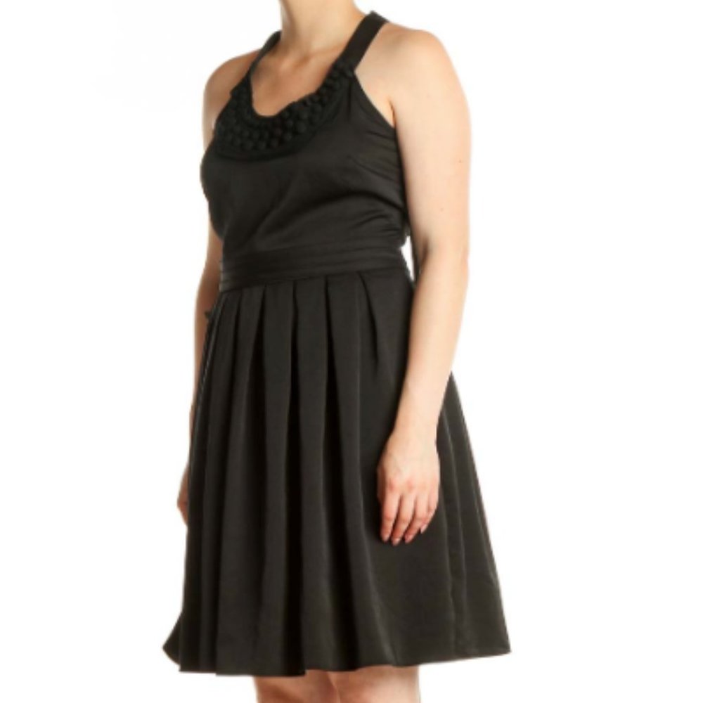 Ann Taylor Little Black Dress Ribbon Neck Classy Accent Apron Cocktail SZ 6 NEW!